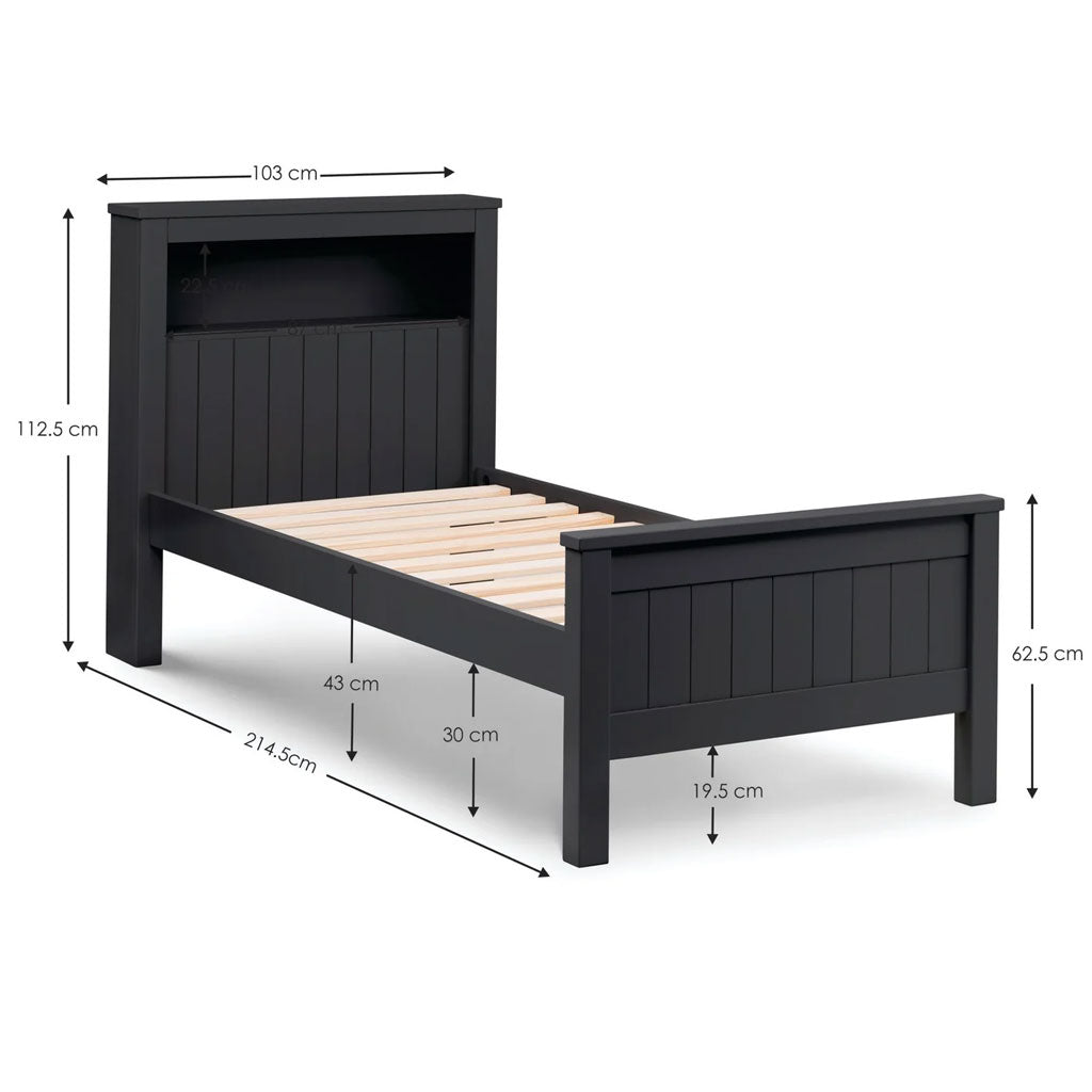 Wooden Single Bed With Bookcase - Maine