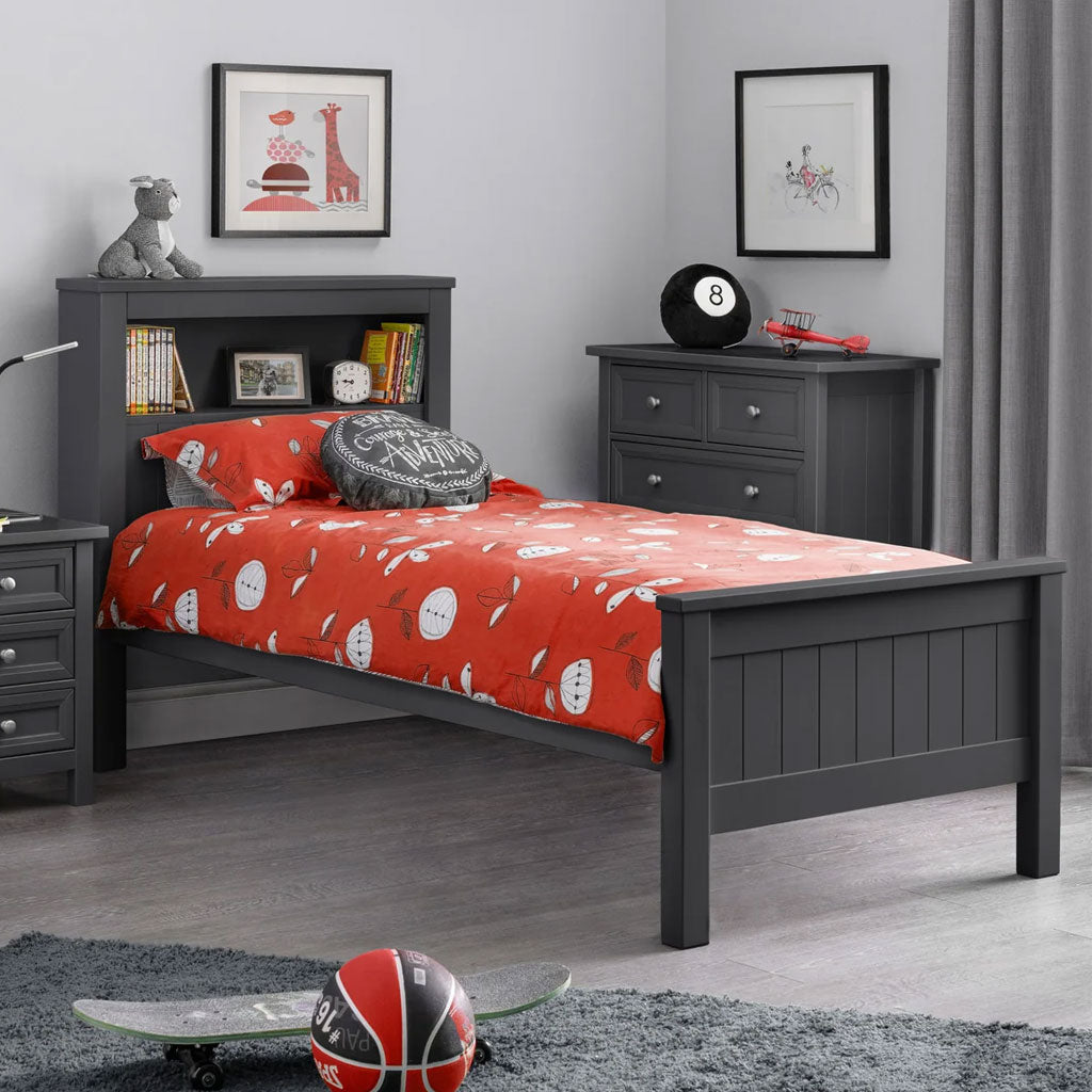 Wooden Single Bed With Bookcase - Maine