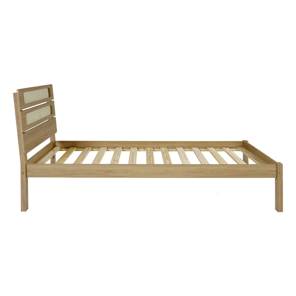 Wooden Single Bed With Rattan Effect - Santana