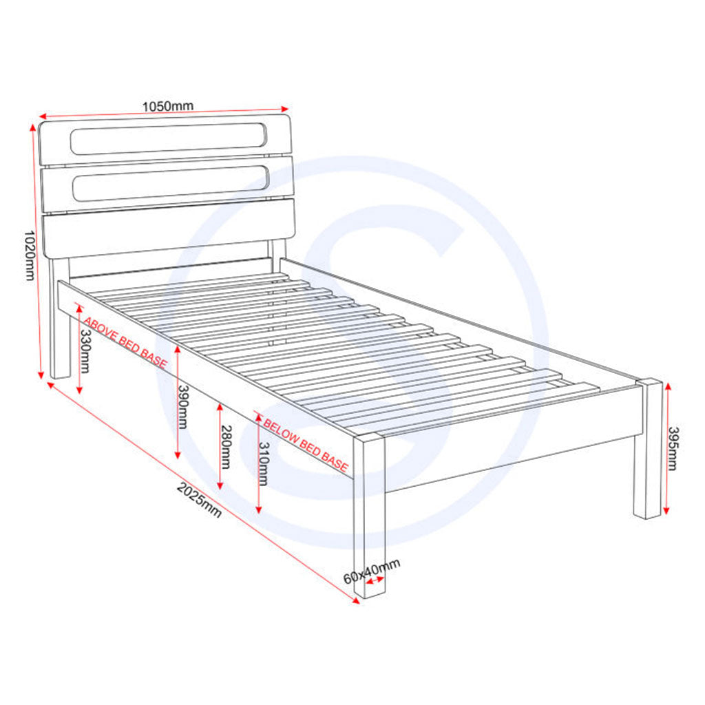 Wooden Single Bed With Rattan Effect - Santana