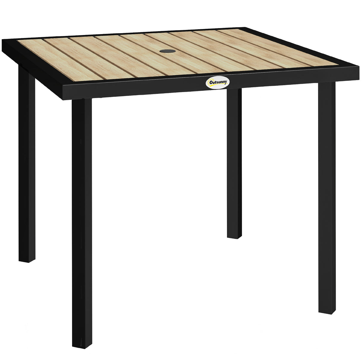 Wooden Slatted Top Outdoor Garden Dining Table for 4 People - Velmora