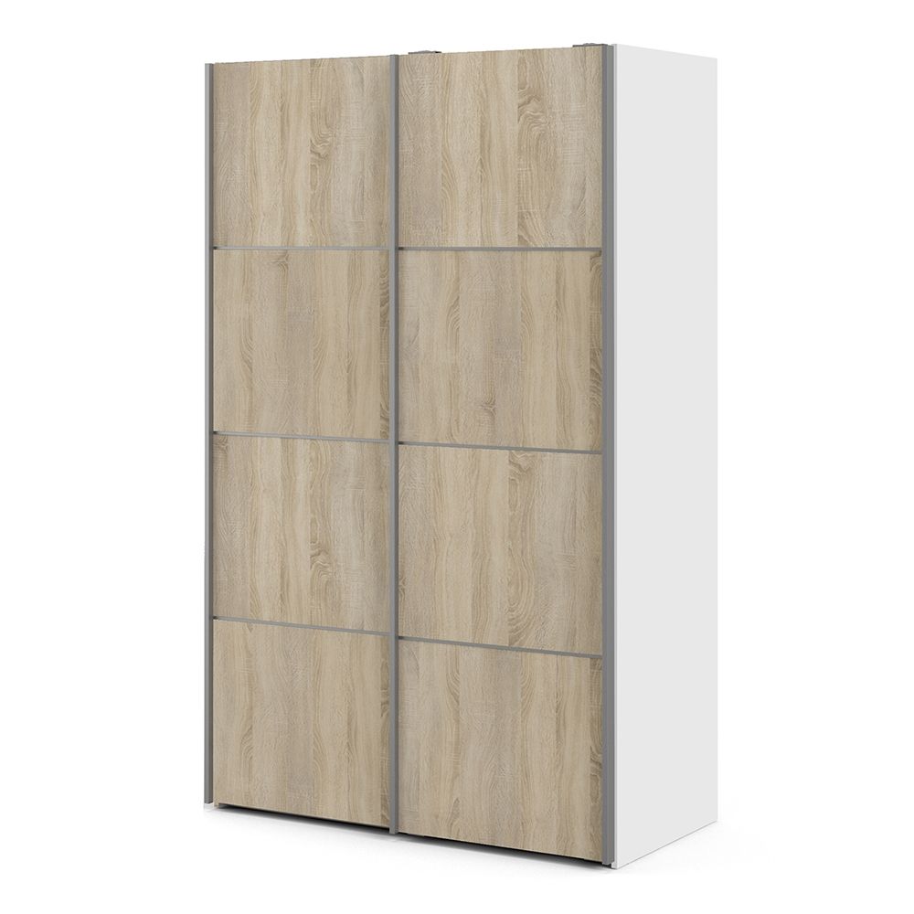 Wooden Sliding Wardrobe 120cm Wide With 2 Doors And 2 Shelves - Verona
