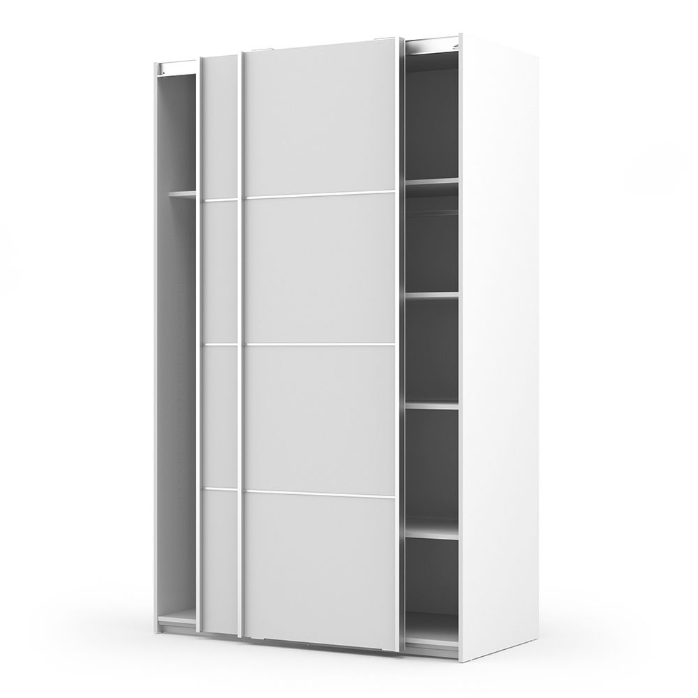Wooden Sliding Wardrobe 120cm Wide With 2 Doors And 5 Shelves - Verona