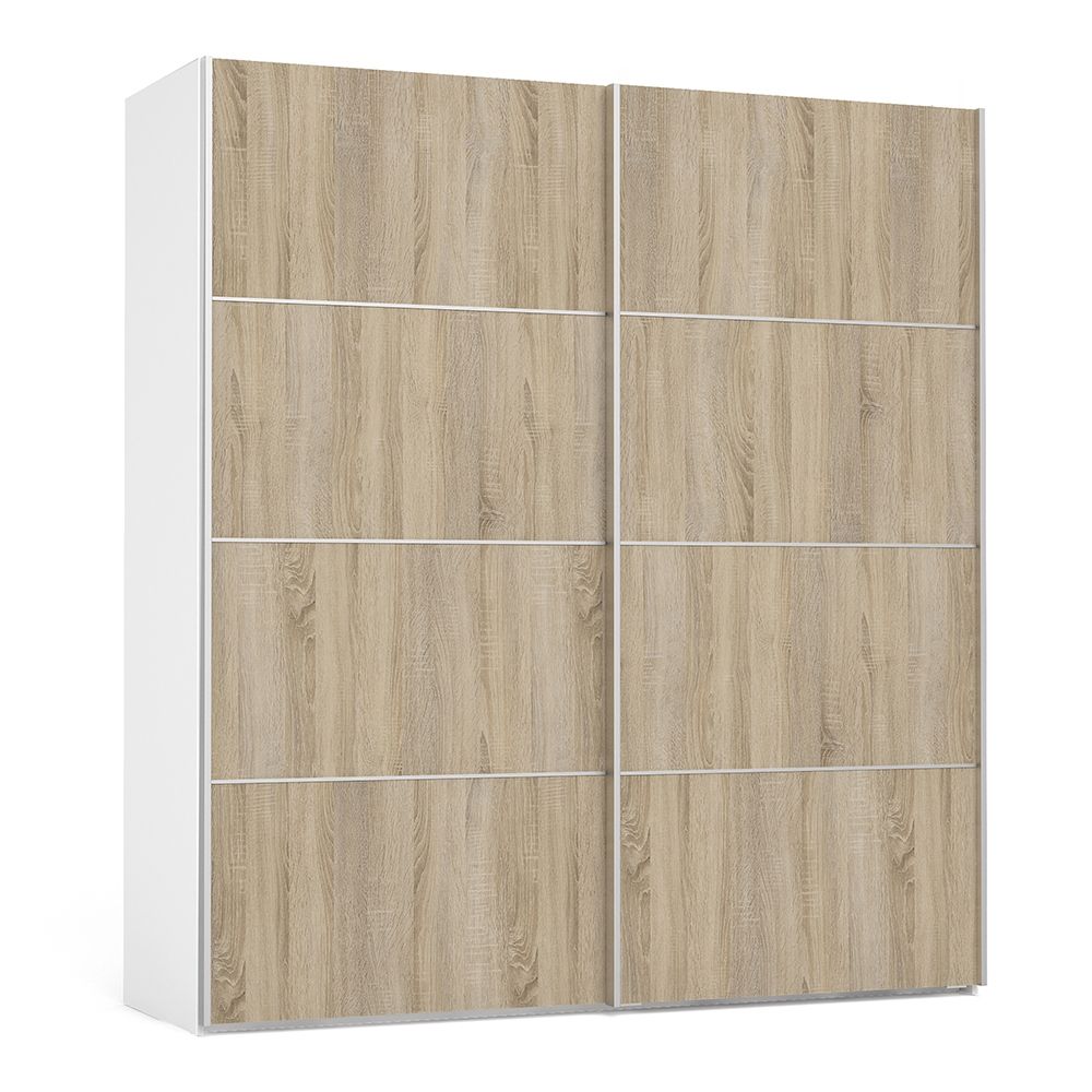 Wooden Sliding Wardrobe 180cm Wide With 2 Doors And 2 Shelves - Verona