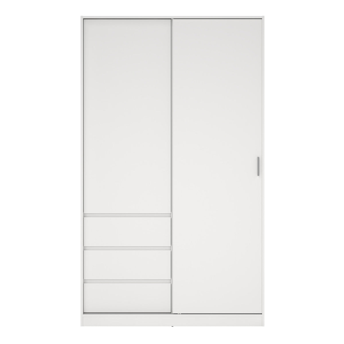 Wooden Sliding Wardrobe With 2 Doors And 3 Drawers - Naia