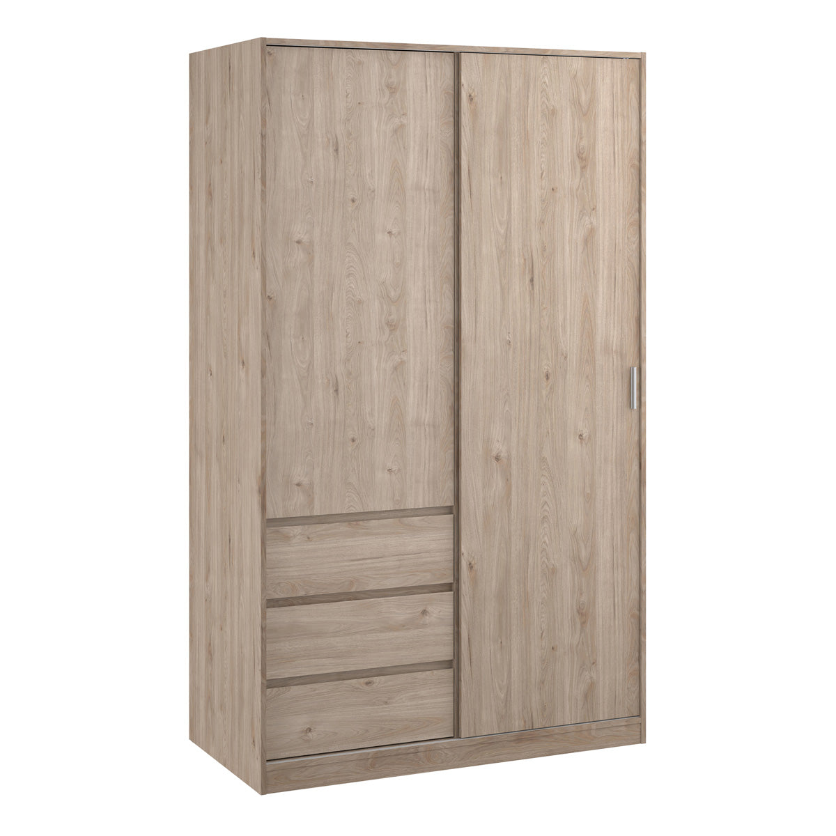 Wooden Sliding Wardrobe With 2 Doors And 3 Drawers - Naia