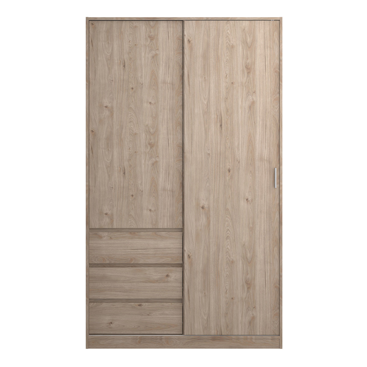 Wooden Sliding Wardrobe With 2 Doors And 3 Drawers - Naia