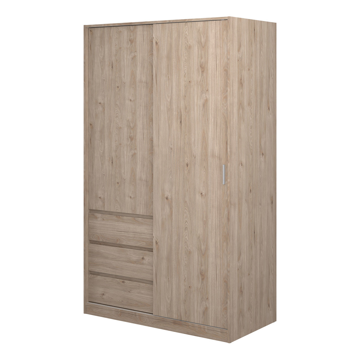 Wooden Sliding Wardrobe With 2 Doors And 3 Drawers - Naia