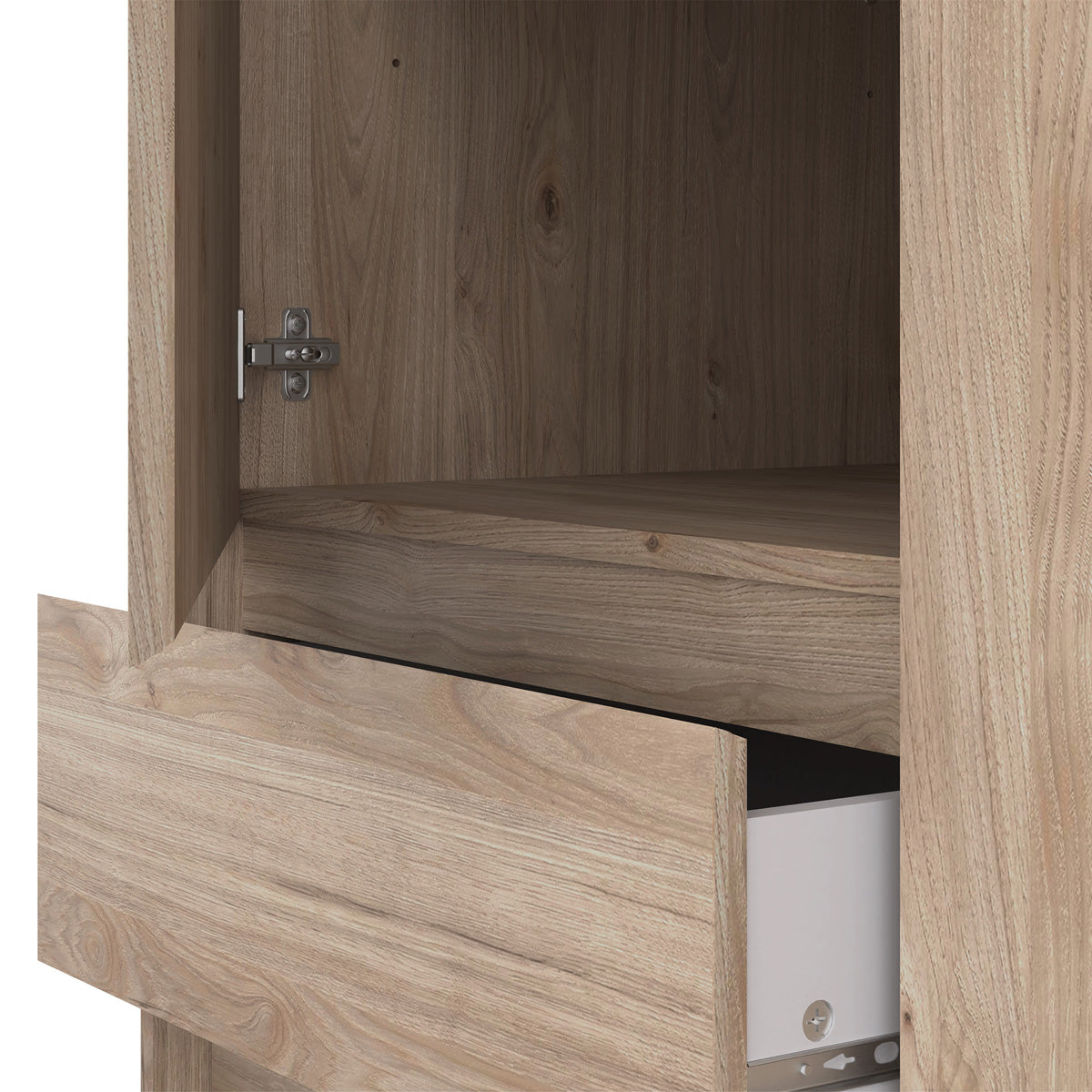 Wooden Sliding Wardrobe With 2 Doors And 3 Drawers - Naia