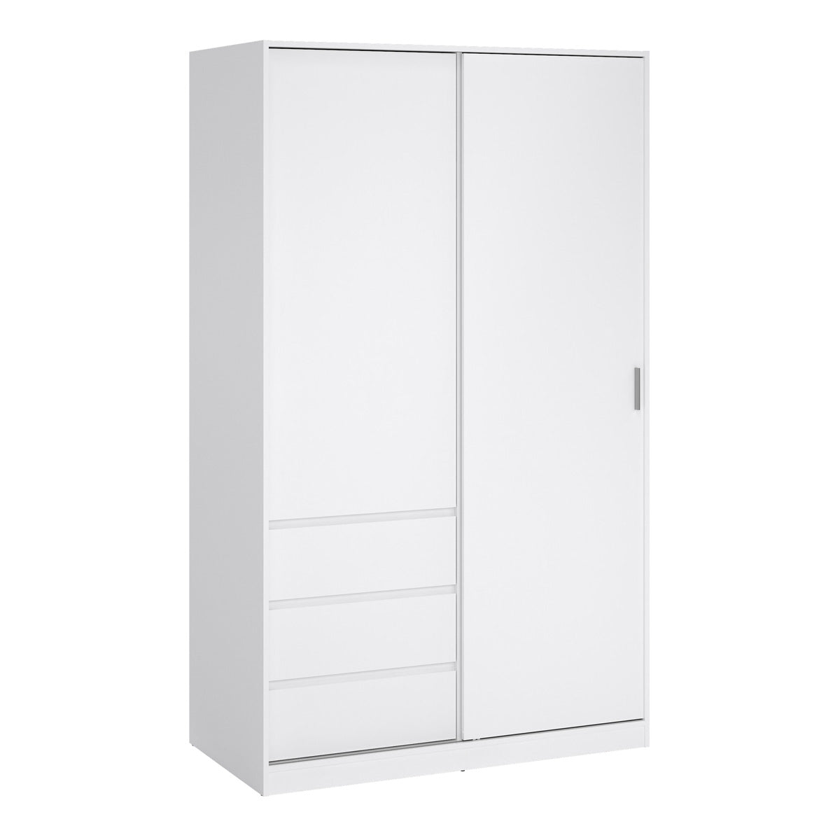 Wooden Sliding Wardrobe With 2 Doors And 3 Drawers - Naia