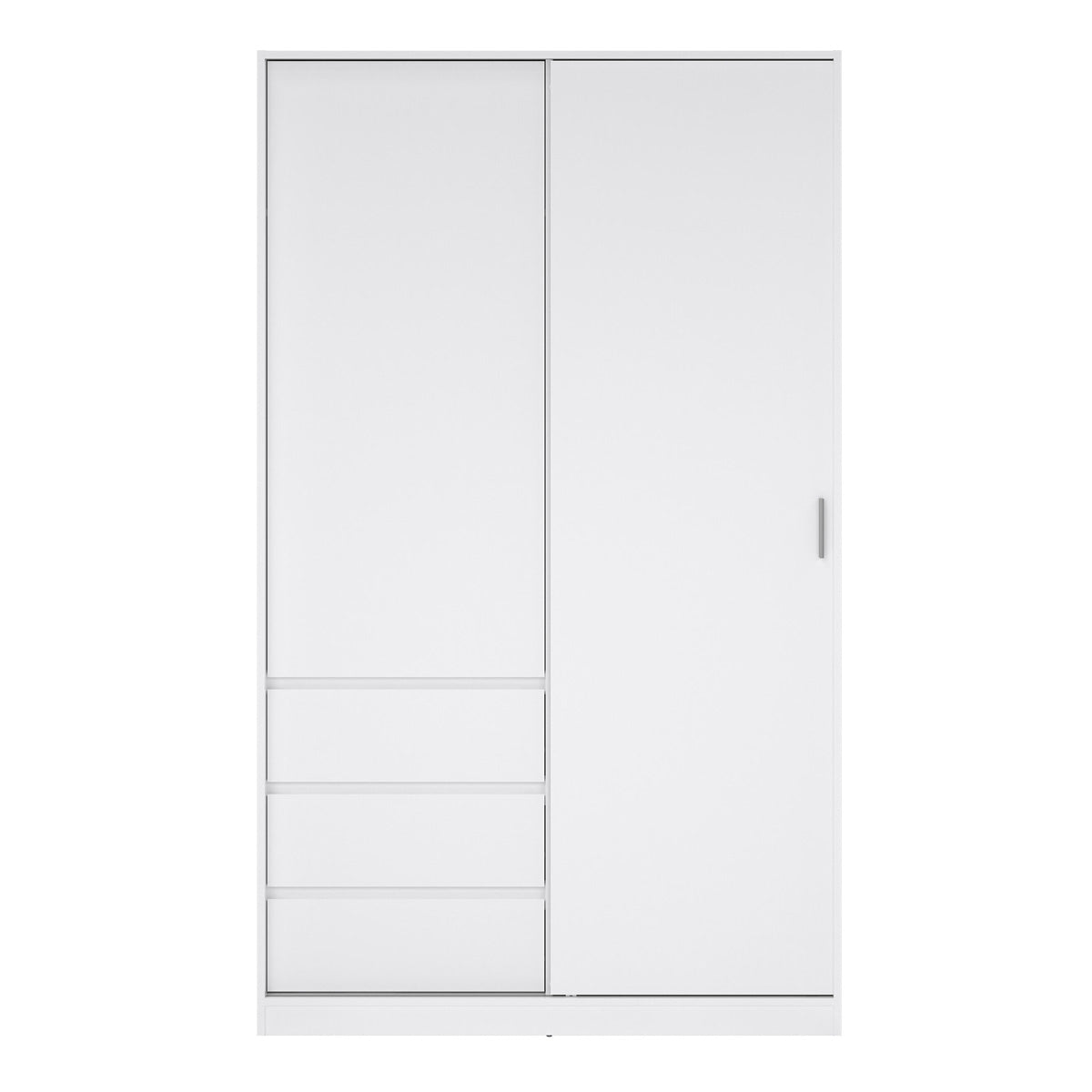 Wooden Sliding Wardrobe With 2 Doors And 3 Drawers - Naia