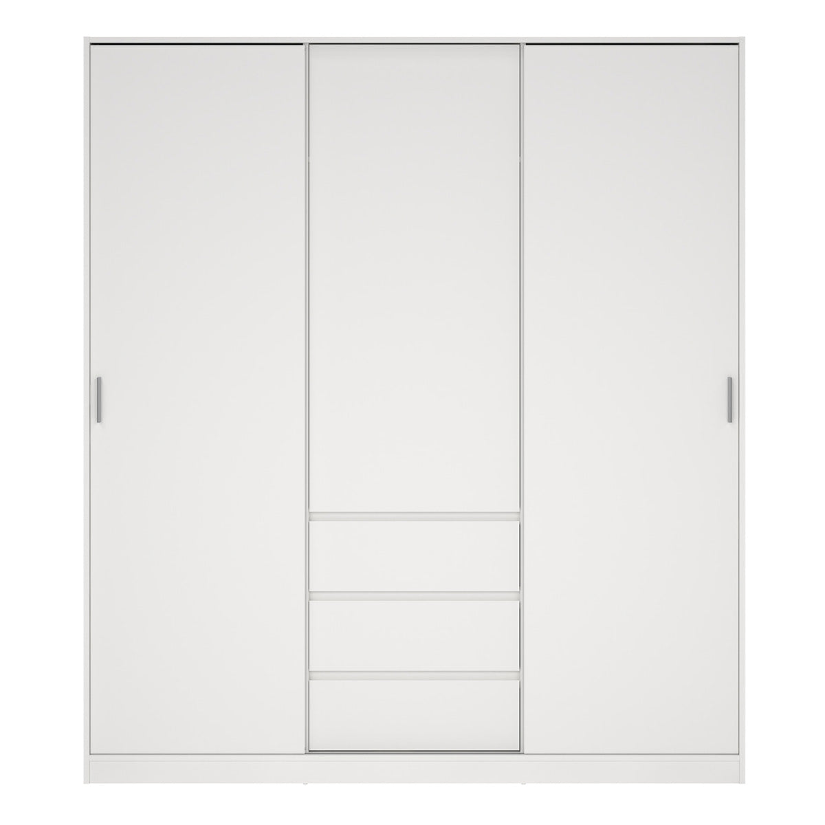 Wooden Sliding Wardrobe With 3 Doors And 3 Drawers - Naia