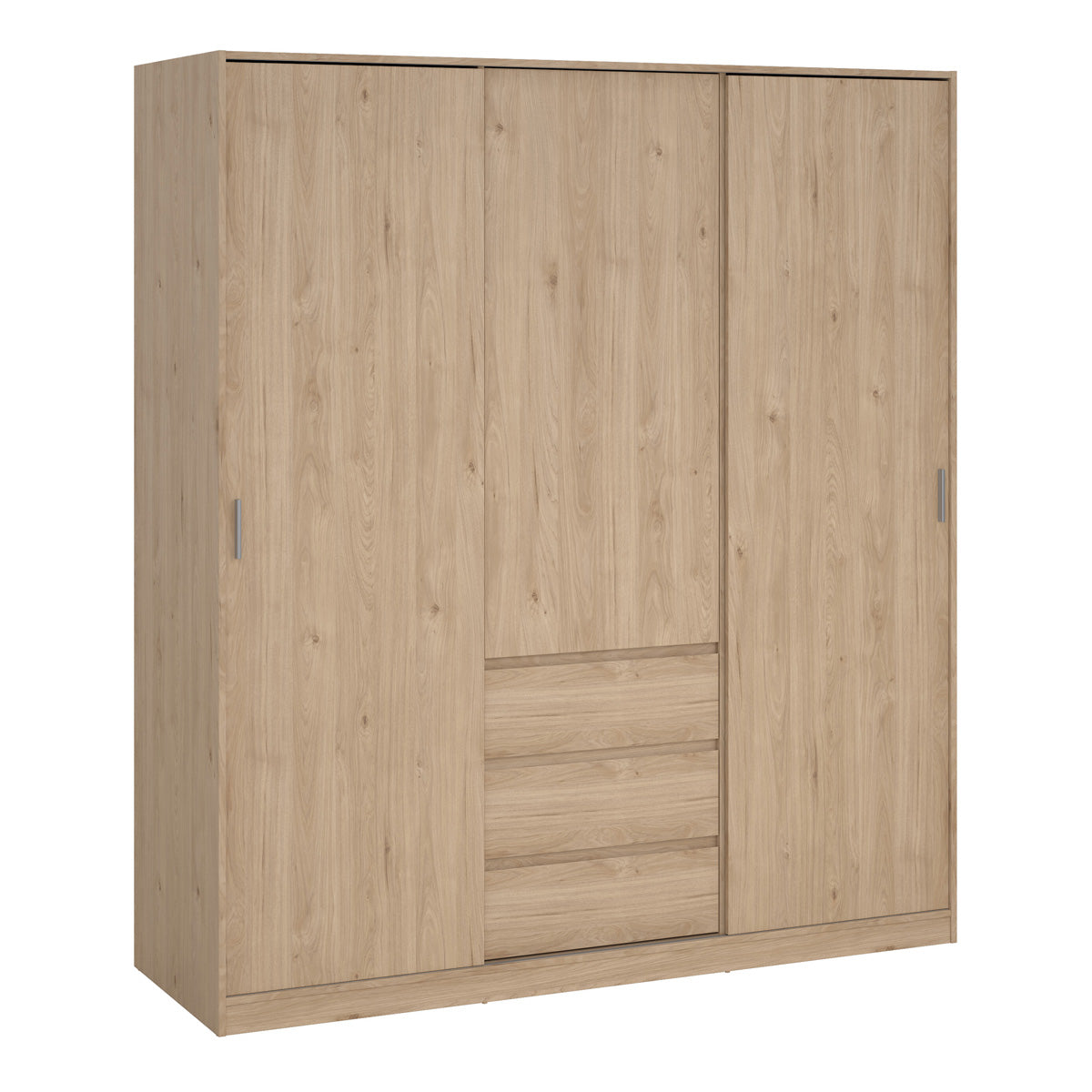 Wooden Sliding Wardrobe With 3 Doors And 3 Drawers - Naia