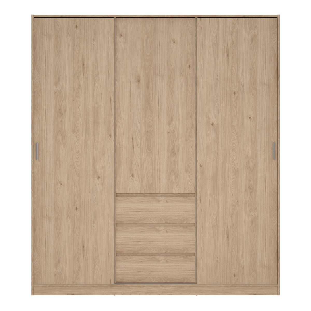 Wooden Sliding Wardrobe With 3 Doors And 3 Drawers - Naia