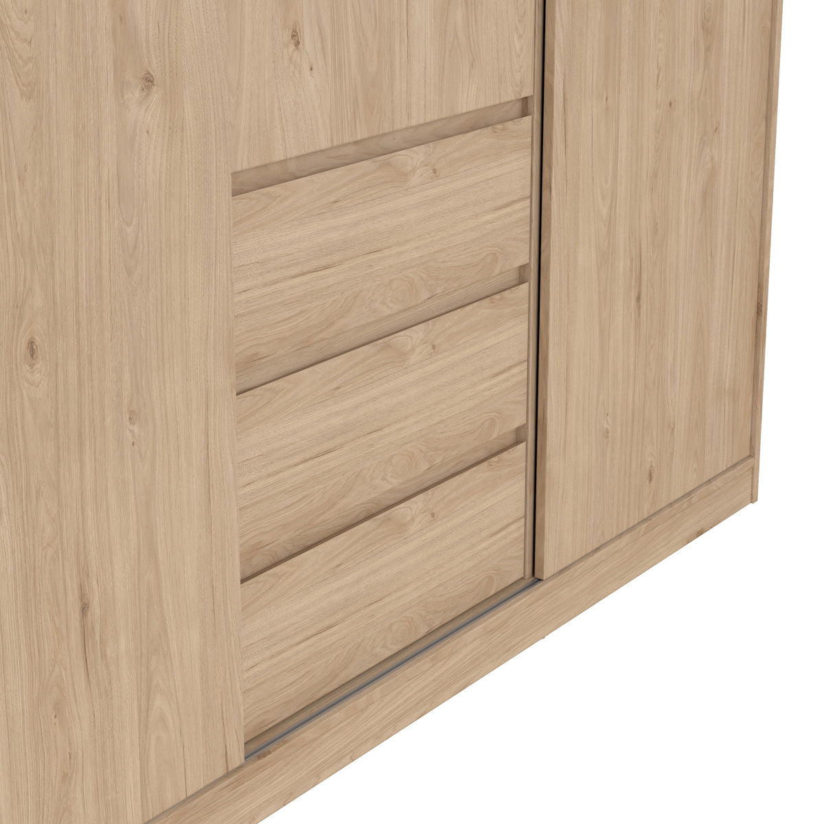 Wooden Sliding Wardrobe With 3 Doors And 3 Drawers - Naia