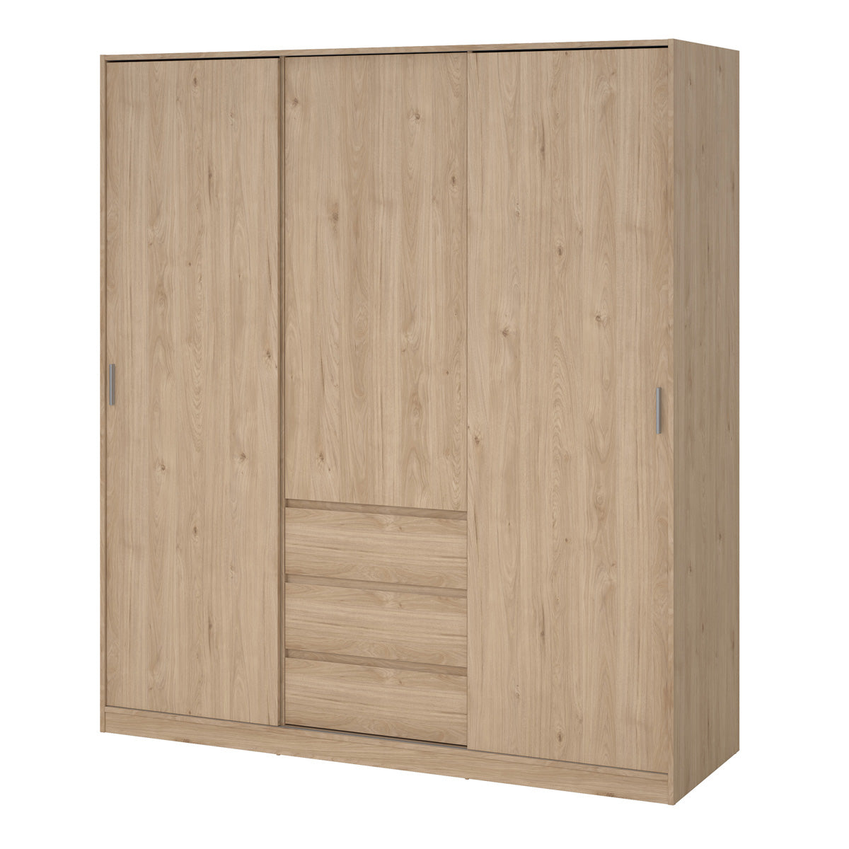 Wooden Sliding Wardrobe With 3 Doors And 3 Drawers - Naia