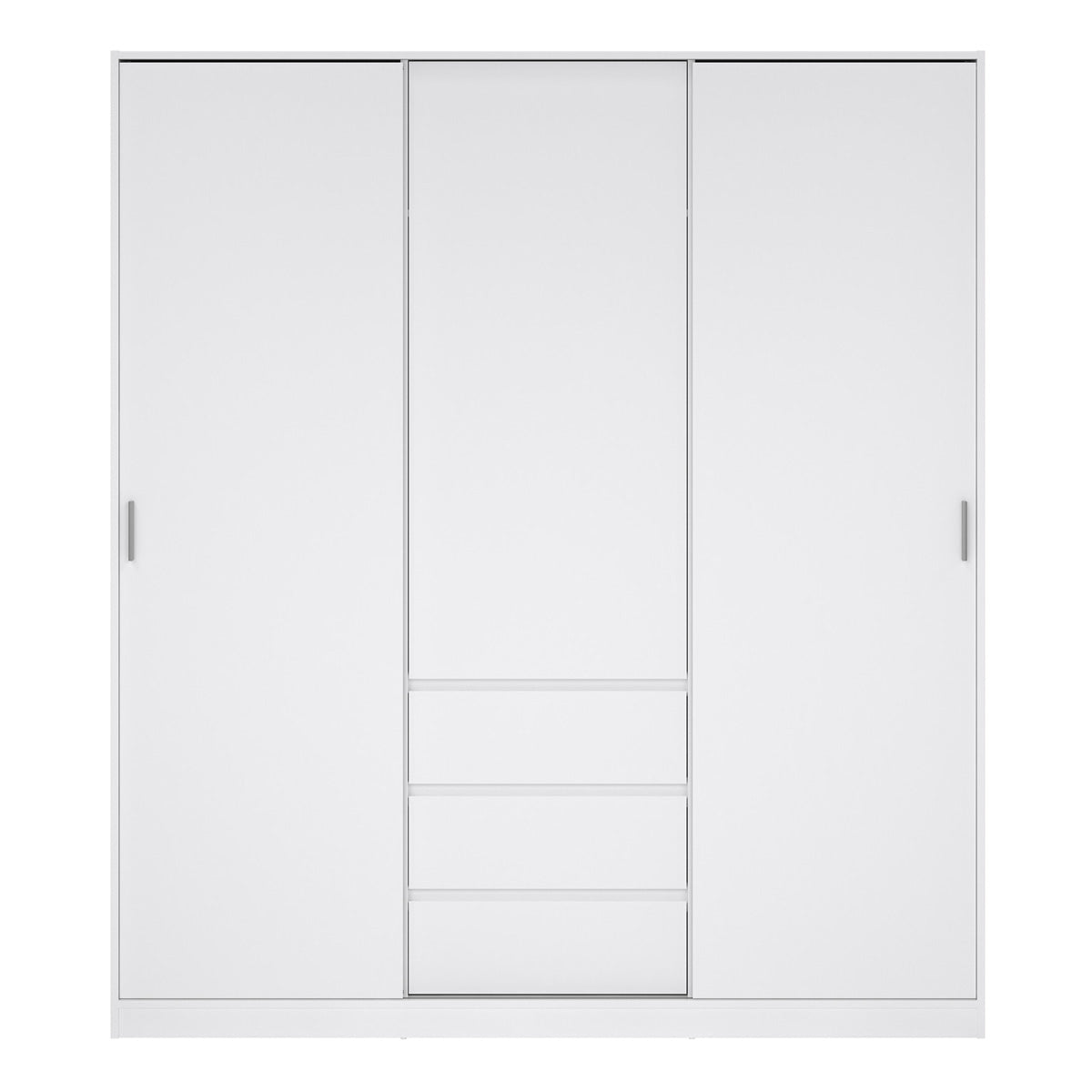 Wooden Sliding Wardrobe With 3 Doors And 3 Drawers - Naia