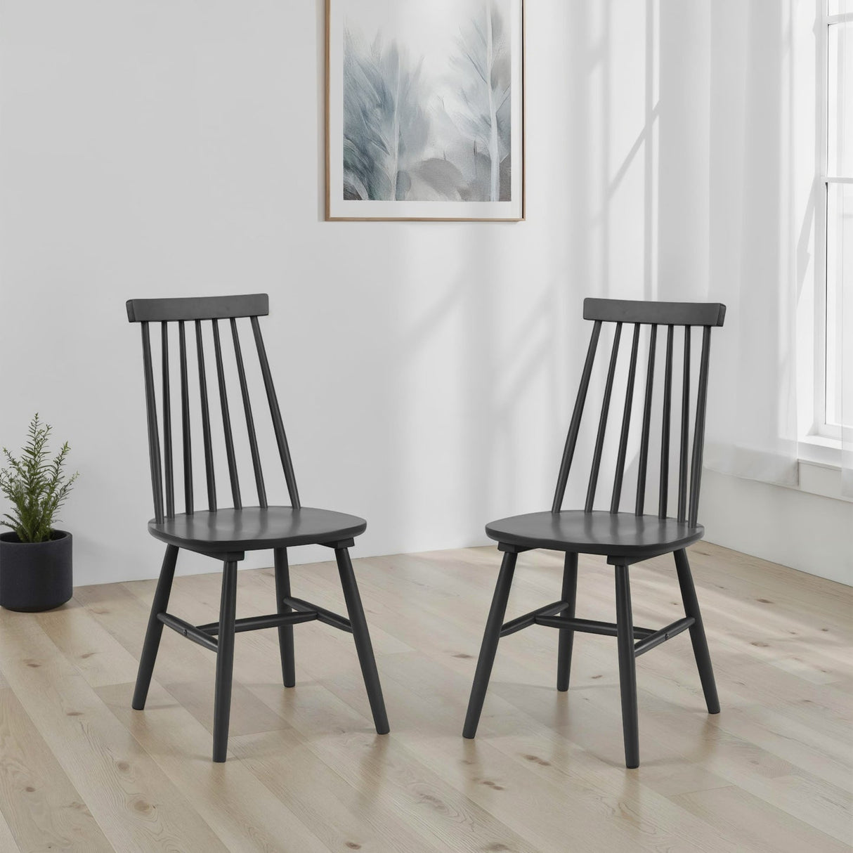 Wooden Spindle Back Dining Chairs in Set Of 2 - Alassio