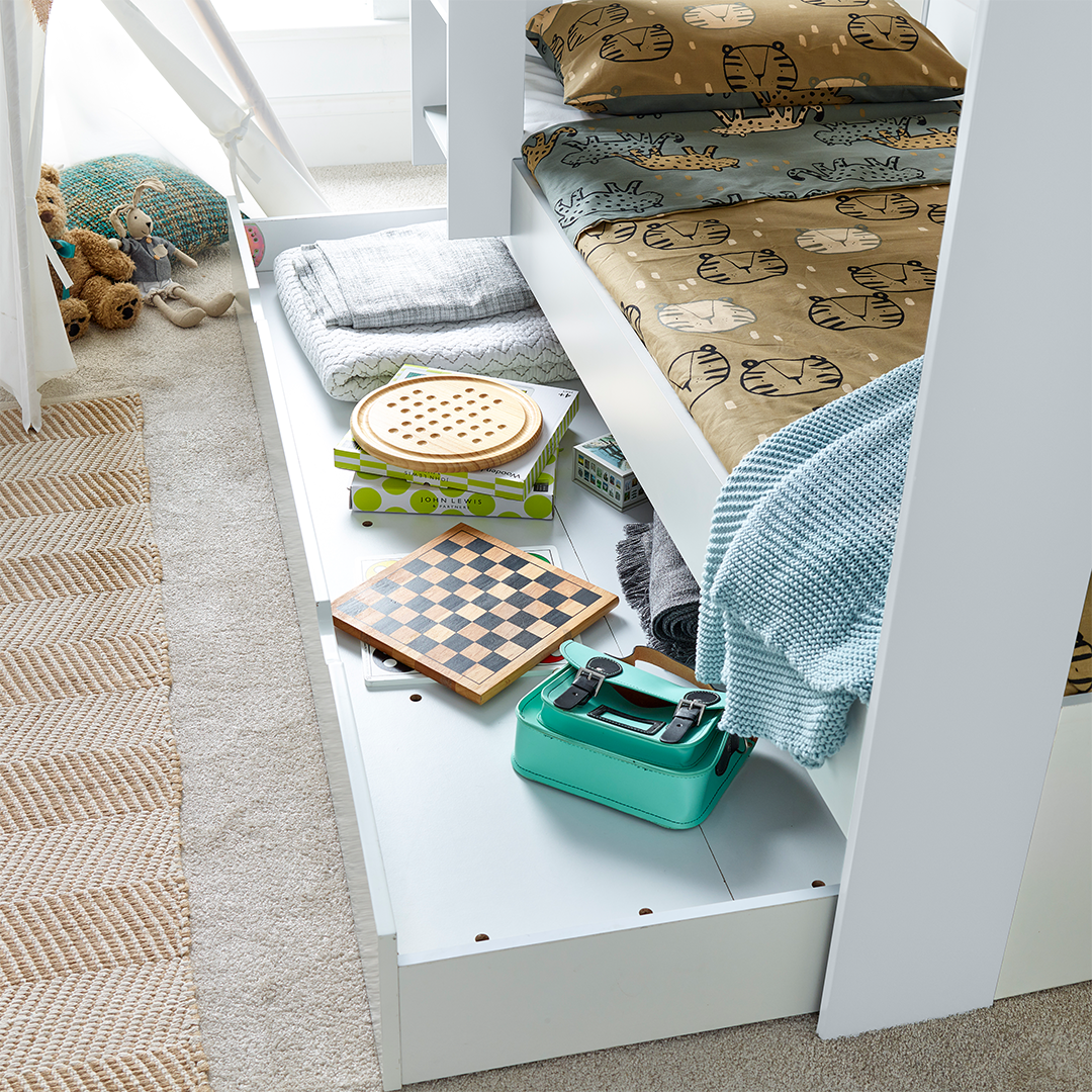 Wooden Storage Bunk Bed Single With Pull-Out Storage Drawer - Oliver