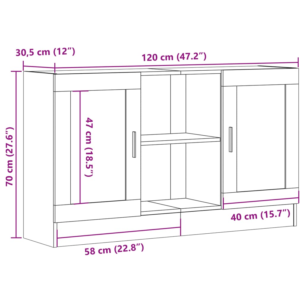 Wooden Storage Cabinet 120cm Wide With 2 Doors - Vantage Home