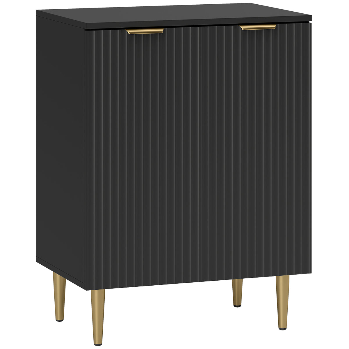 Wooden Storage Cabinet 60cm Wide With 2 Doors And Gold Legs - Velmora