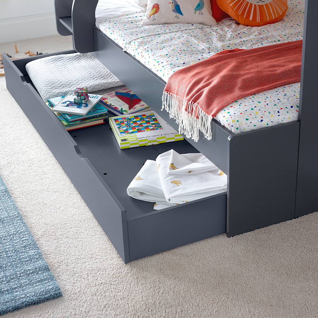 Wooden Storage Triple Sleeper Bunk Bed With Pull-Out Storage Drawer - Oliver