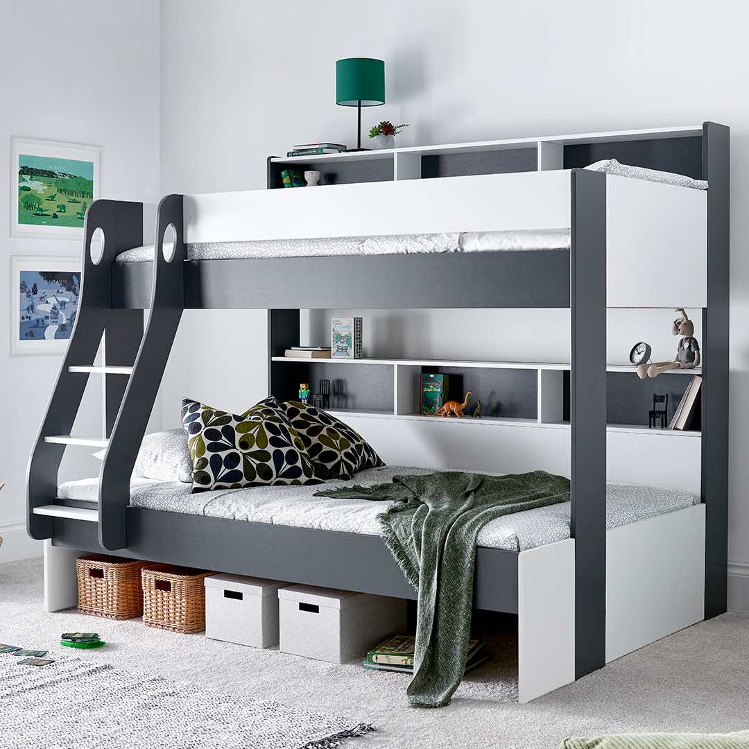 Wooden Storage Triple Sleeper Bunk Bed Single And Small Double - Oliver
