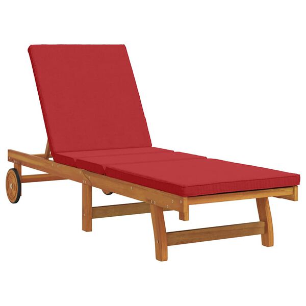 Wooden Sun Lounger Reclining In Set Of 2 With Table And Cushion - Vantage Home
