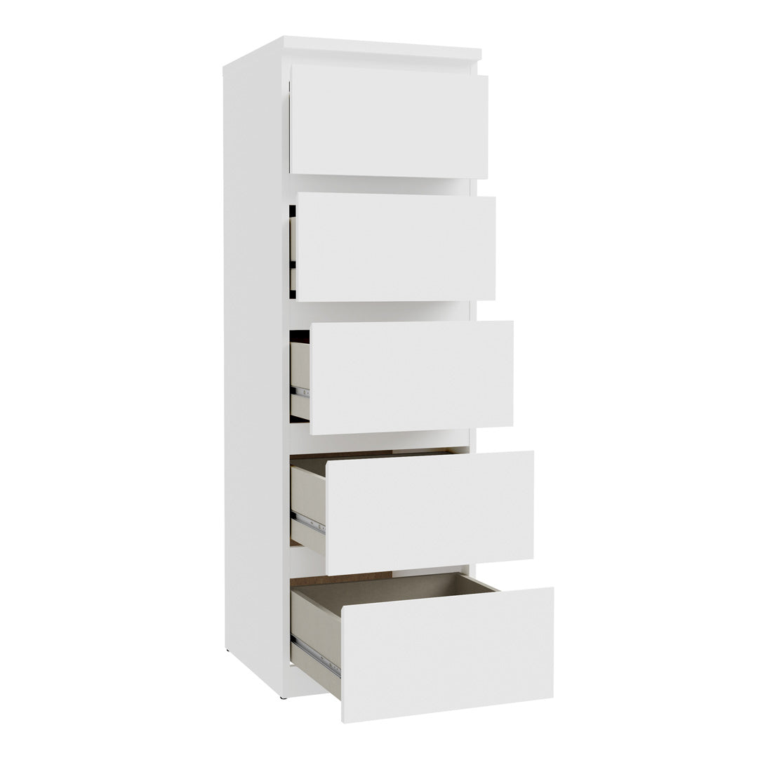 Wooden Tall Chest of 5 Drawers Narrow - Edmore