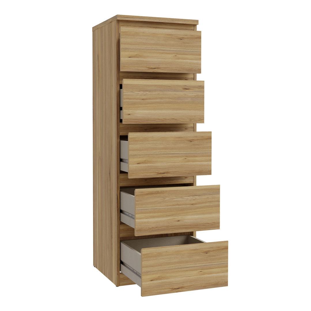 Wooden Tall Chest of 5 Drawers Narrow - Edmore