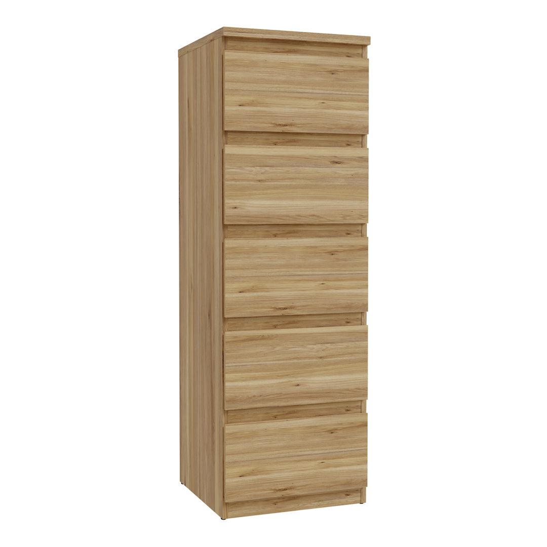 Wooden Tall Chest of 5 Drawers Narrow - Edmore