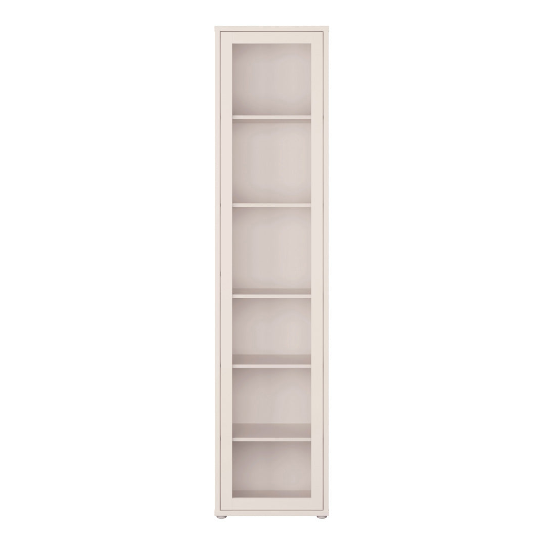 Wooden Tall Display Cabinet Slim With 1 Glass Door And 5 Shelves - Alice Springs
