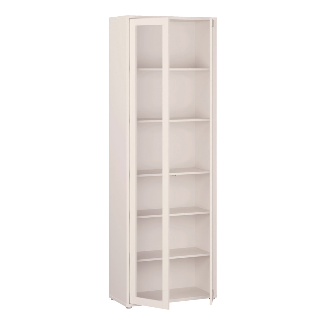 Wooden Tall Display Cabinet Slim With 2 Glass Doors And 5 Shelves - Alice Springs