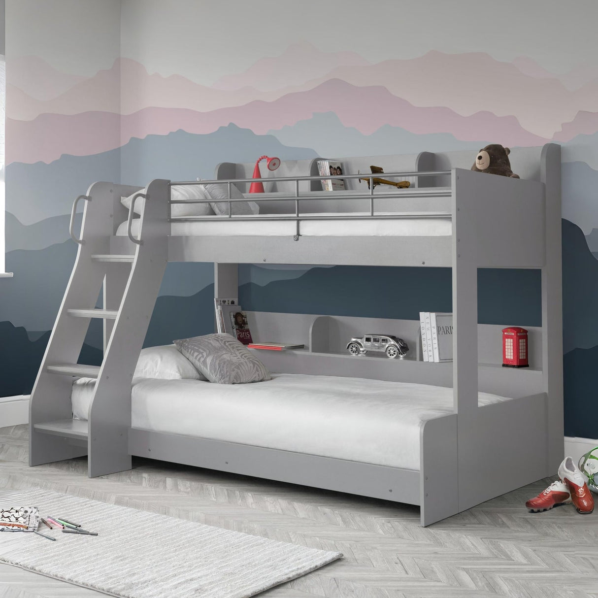 Wooden Triple Sleeper Bunk Bed With Ladder - Domino