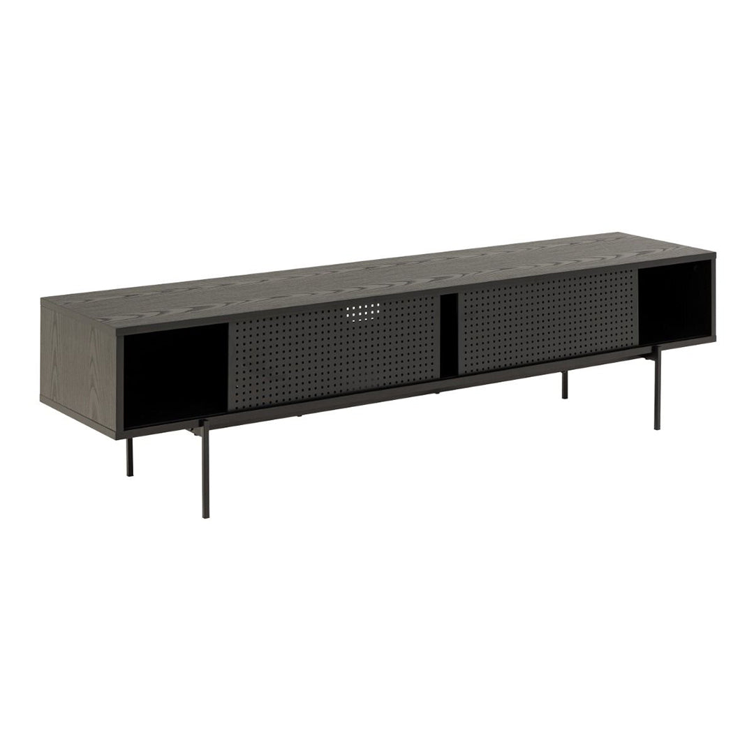 Wooden TV Stand With 2 Mesh Sliding Doors - Angus