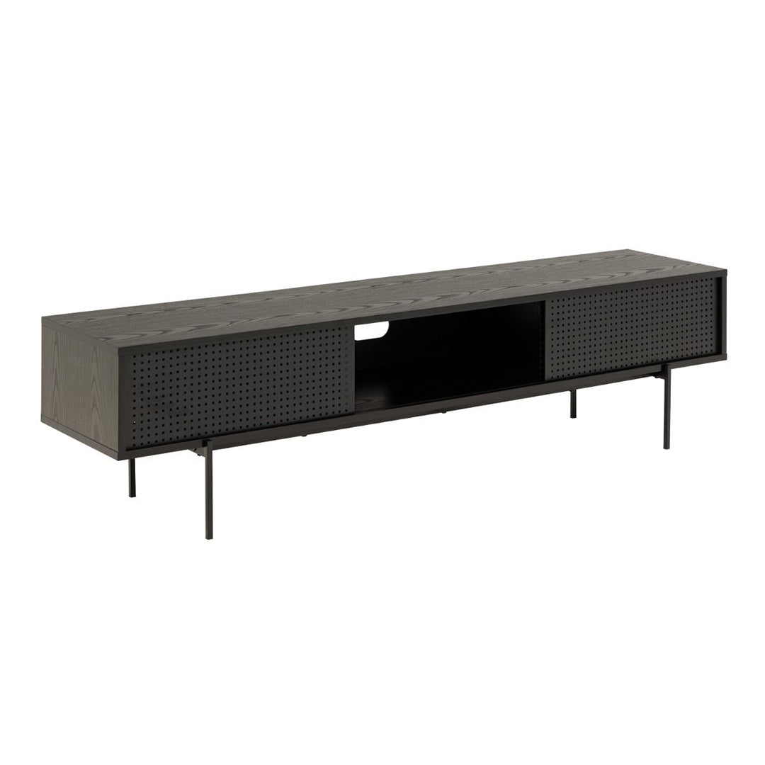 Wooden TV Stand With 2 Mesh Sliding Doors - Angus