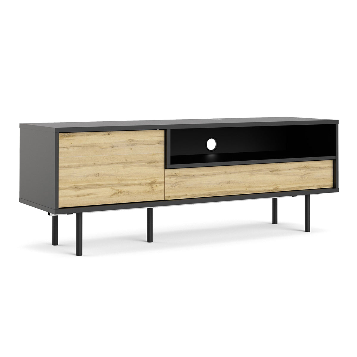 Wooden TV Stand With 1 Door And 1 Drawer - Match