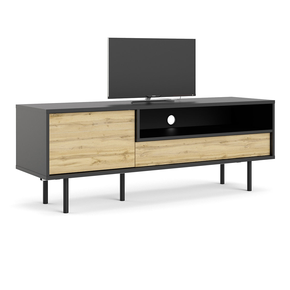 Wooden TV Stand With 1 Door And 1 Drawer - Match