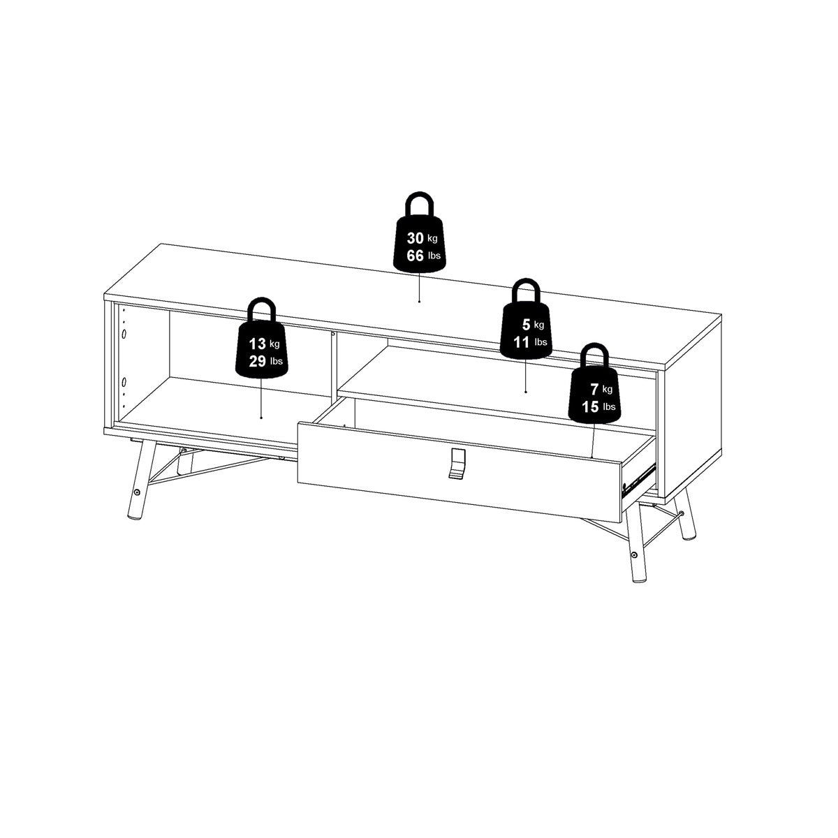 Wooden TV Stand With 1 Door And 1 Drawer - Ry