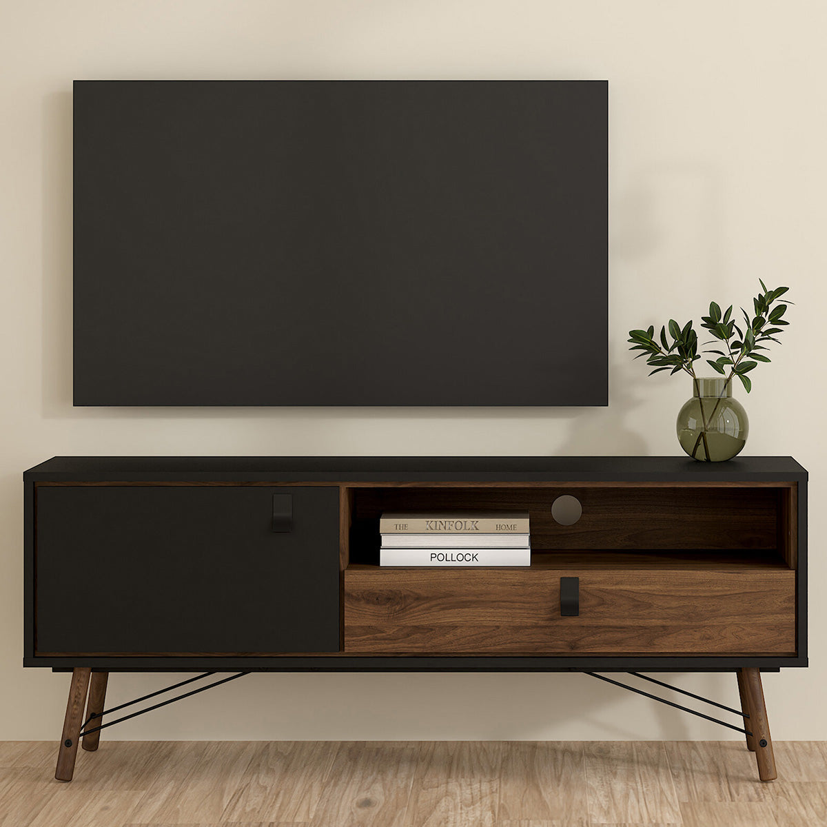 Wooden TV Stand With 1 Door And 1 Drawer - Ry