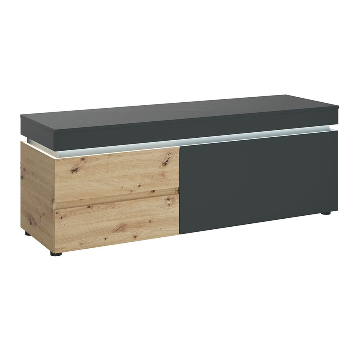 Wooden TV Stand With 1 Door 2 Drawers And LED Lights - Luci