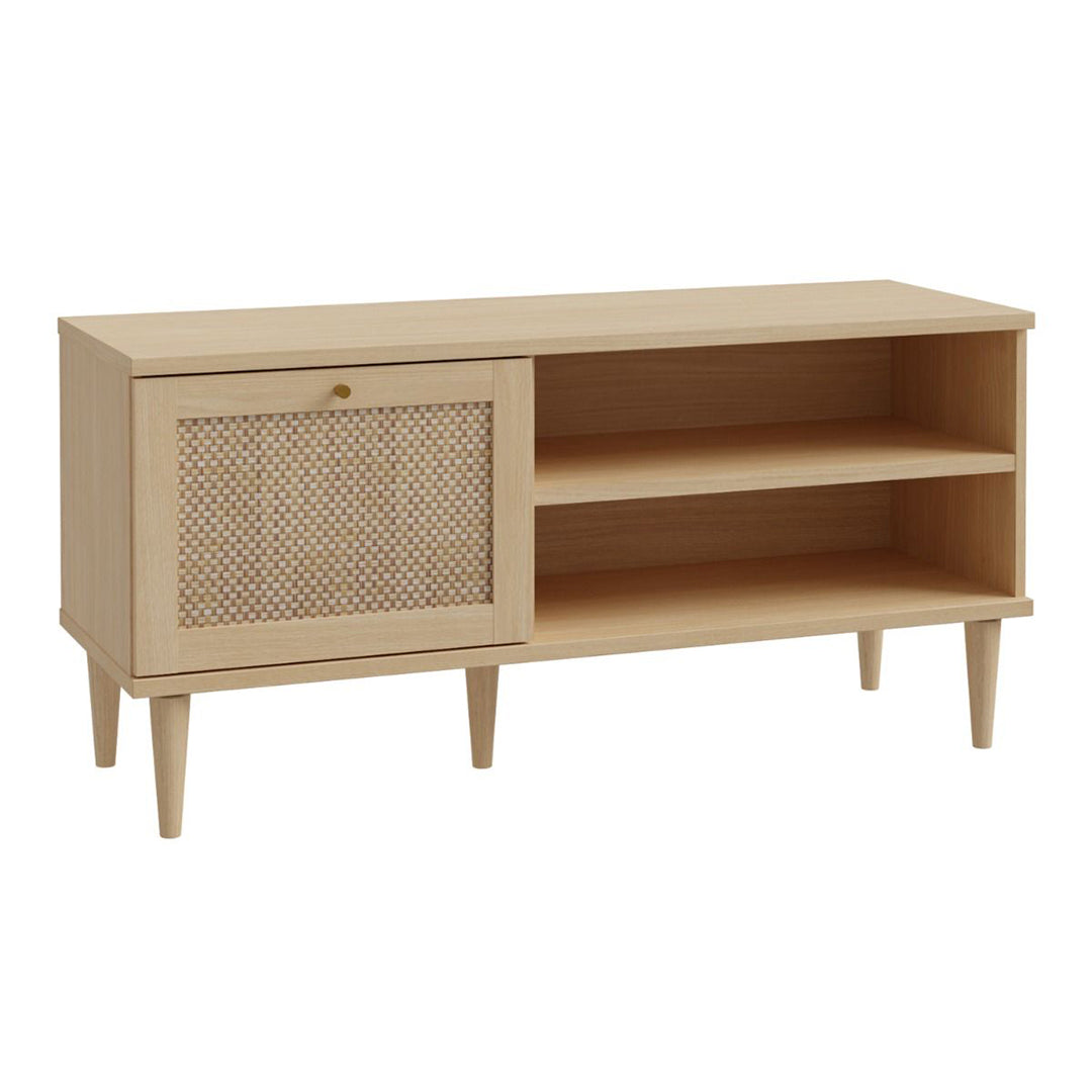 Wooden TV Stand With 1 Door And Rattan Effect Front - Calasetta