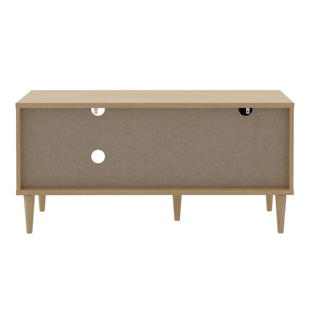 Wooden TV Stand With 1 Door And Rattan Effect Front - Calasetta