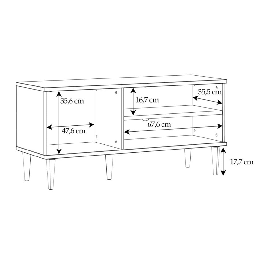 Wooden TV Stand With 1 Door And Rattan Effect Front - Calasetta