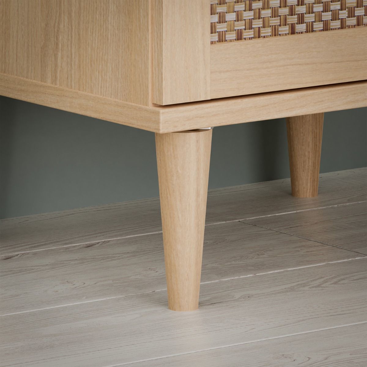 Wooden TV Stand With 1 Door And Rattan Effect Front - Calasetta