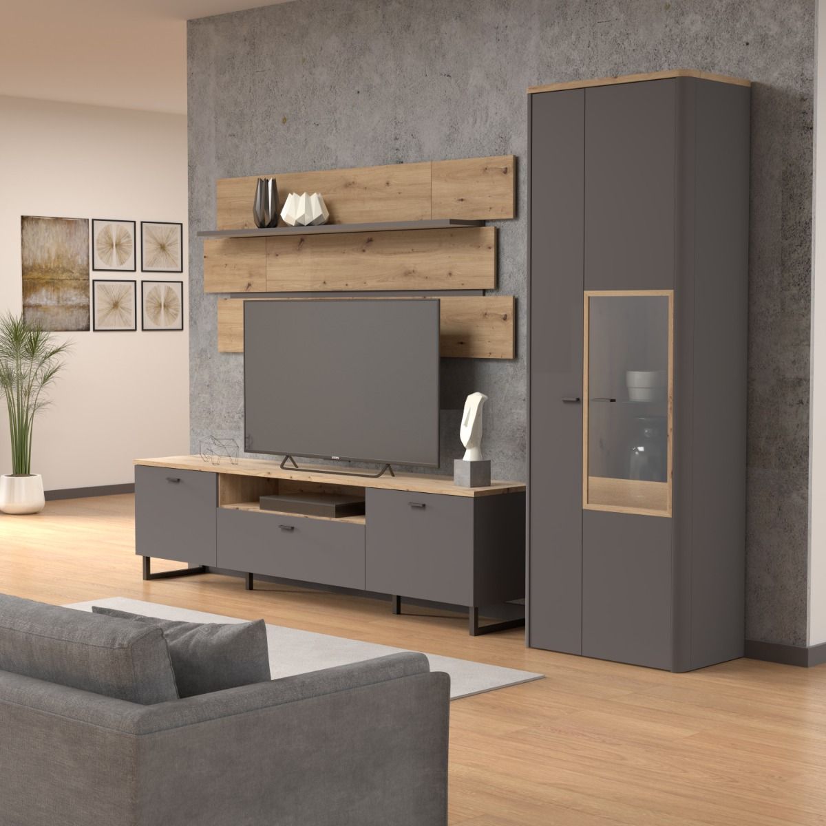 Wooden TV Stand With 1 Flip Door And 2 Drawers - Klara