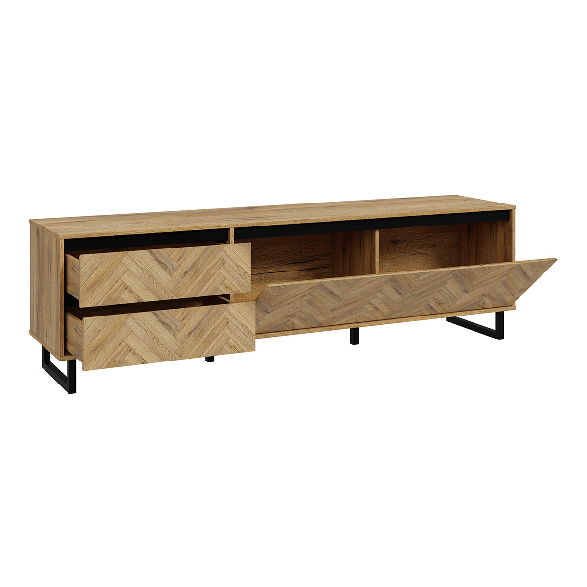 Wooden TV Stand With 1 Flip Down Door And 2 Drawers - Nikomedes
