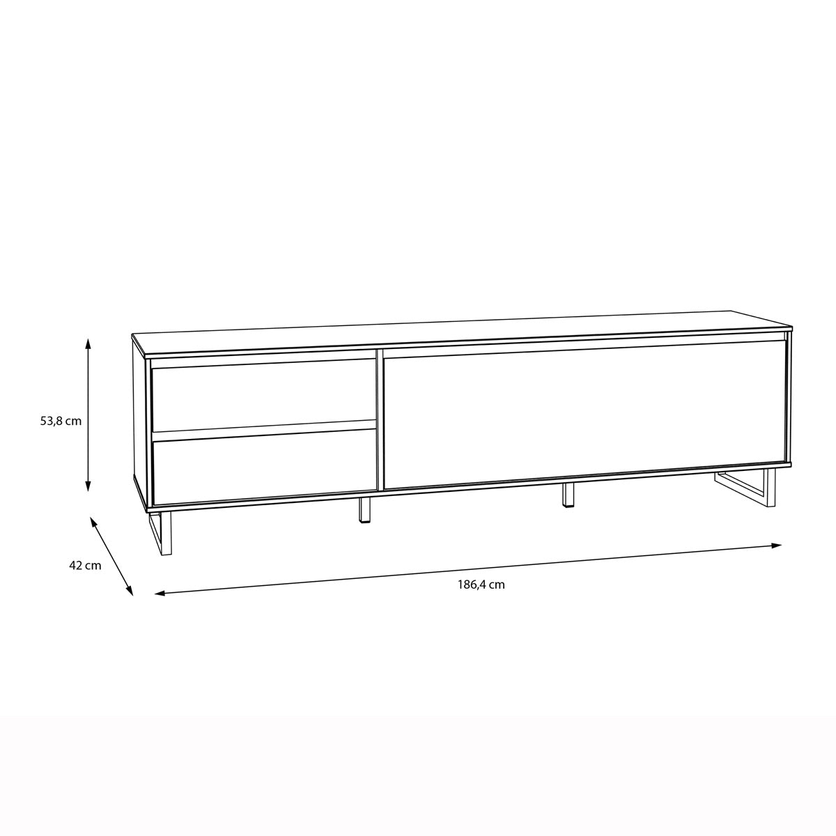 Wooden TV Stand With 1 Flip Down Door And 2 Drawers - Nikomedes