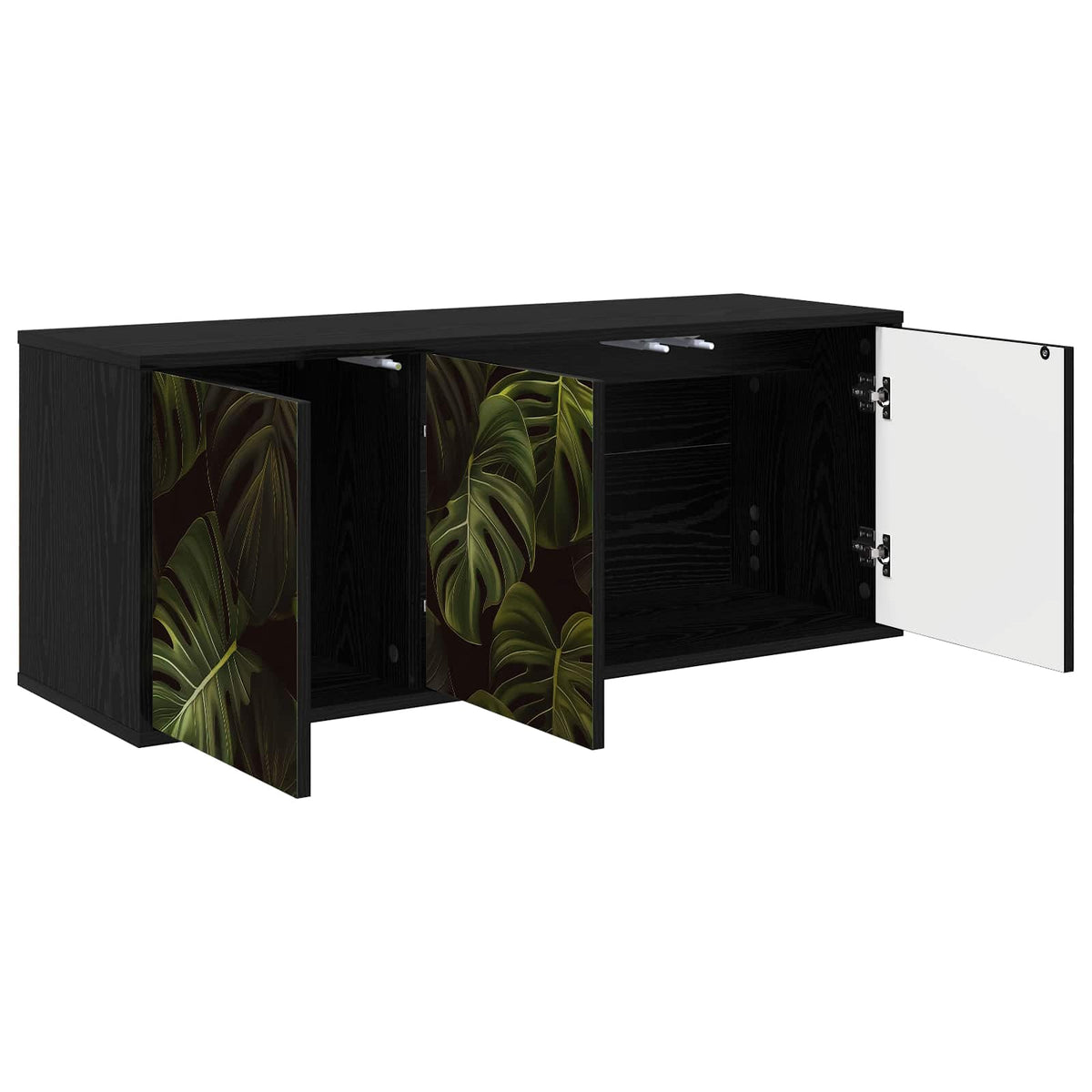 Wooden TV Stand 102cm Wide Wall Hung With 3 Doors - Elburg