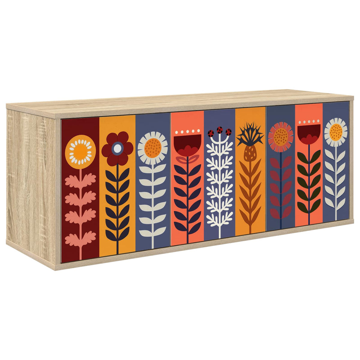 Wooden TV Stand 102cm Wide Wall Hung With 3 Doors - Essen